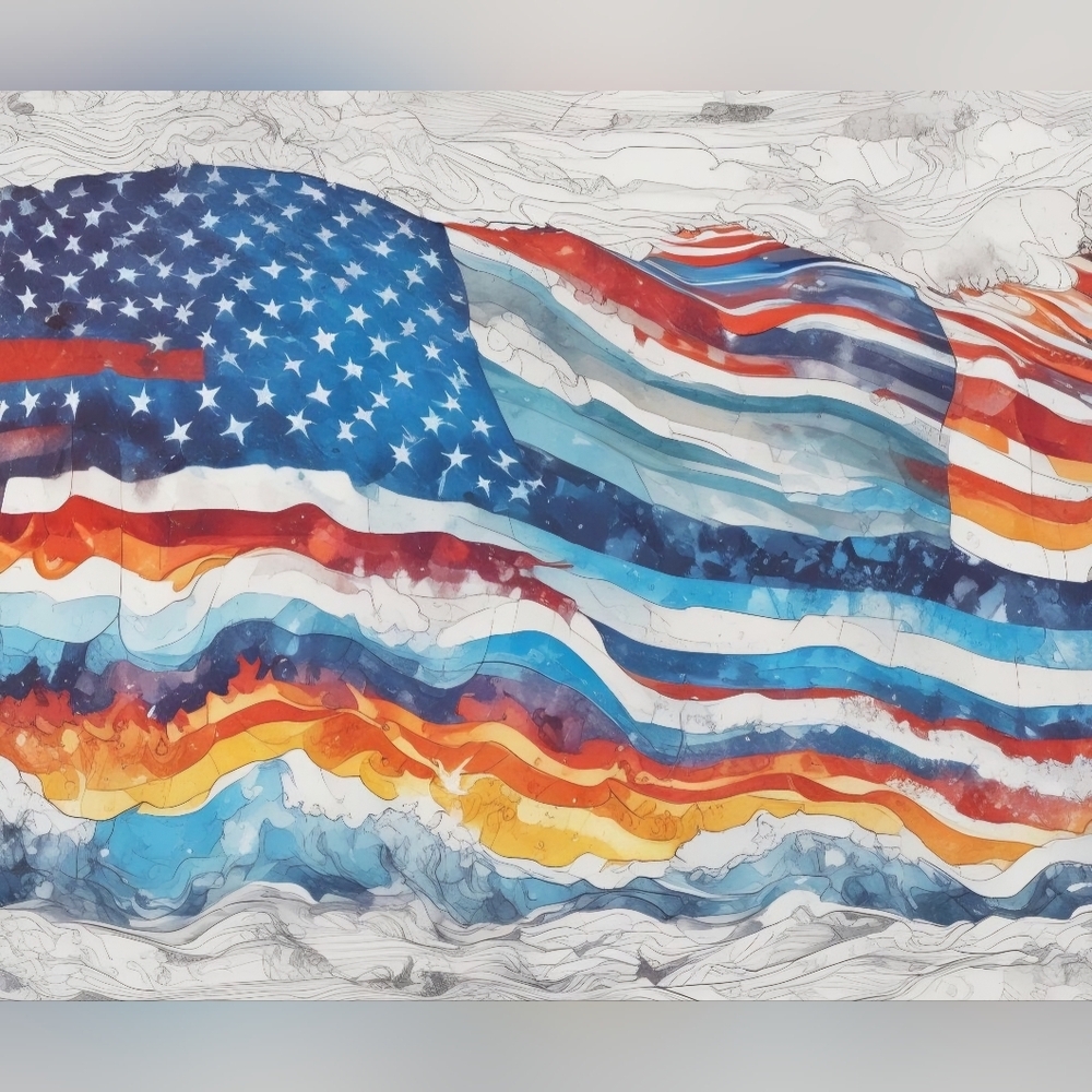 Colorful Abstract American Flag Print 8x10